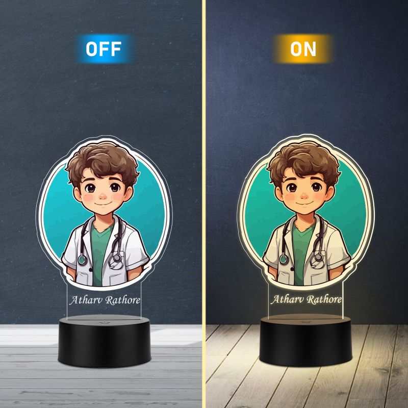 Personalized Doctor LED Night Lamp with Warm White Light Thankyou Gift for Doctor Appreciation Gift for Doctor Clinic & Hospital Decor Light (Gift for Medical Student)